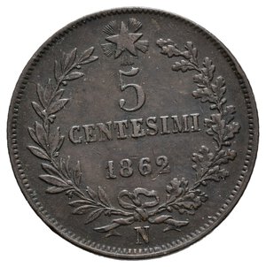 obverse: VITTORIO EMANUELE II - 5 Centesimi 1862 Zecca Napoli