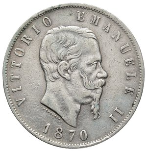 obverse: VITTORIO EMANUELE II - 5 Lire argento 1870 zecca Milano 
