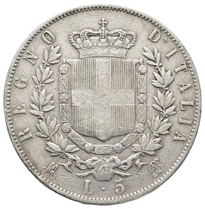reverse: VITTORIO EMANUELE II - 5 Lire argento 1870 zecca Milano 