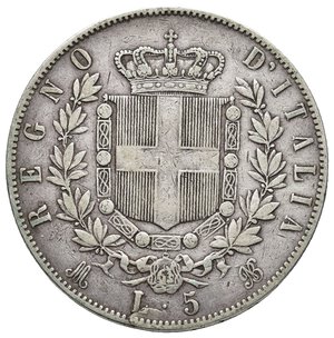 reverse: VITTORIO EMANUELE II - 5 Lire argento 1872 zecca Milano