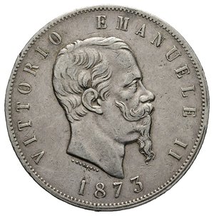 reverse: VITTORIO EMANUELE II - 5 Lire argento 1873 zecca Milano 
