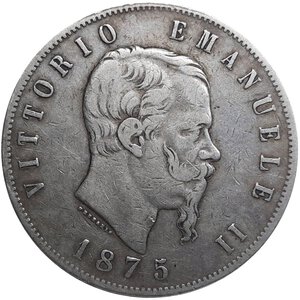 reverse: VITTORIO EMANUELE II - 5 Lire argento 1875 zecca Milano 