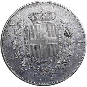 obverse: VITTORIO EMANUELE II - 5 Lire argento 1876 Roma BB-SPL 