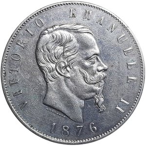 reverse: VITTORIO EMANUELE II - 5 Lire argento 1876 Roma BB-SPL 
