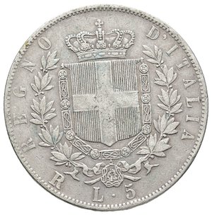 reverse: VITTORIO EMANUELE II - 5 Lire argento 1876 zecca R  
