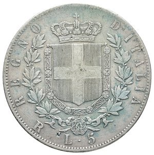obverse: VITTORIO EMANUELE II - 5 Lire argento 1877 zecca R  