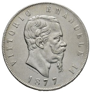 reverse: VITTORIO EMANUELE II - 5 Lire argento 1877 zecca R  