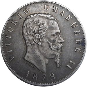 reverse: VITTORIO EMANUELE II - 5 Lire argento 1878 zecca R  