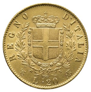 obverse: VITTORIO EMANUELE II  - 20 Lire Oro 1863 Zecca Torino 