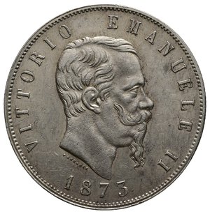 obverse: VITTORIO EMANUELE II    5 Lire argento 1873 Zecca Milano 