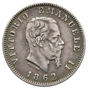 reverse: VITTORIO EMANUELE II   1 Lira argento 1862 N (Napoli)  RARA