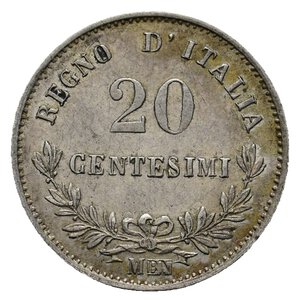 obverse: VITTORIO EMANUELE II -  20 Centesimi argento 1863 zecca Milano SPL+ 