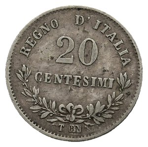 obverse: VITTORIO EMANUELE II    20 Centesimi argento 1863 zecca TORINO  RARA  