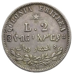 obverse: COLONIA ERITREA Umberto I  2 Lire argento 1896 