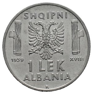 obverse: COLONIA ALBANIA - Vittorio Emanuele  III - 1 Lek 1939 