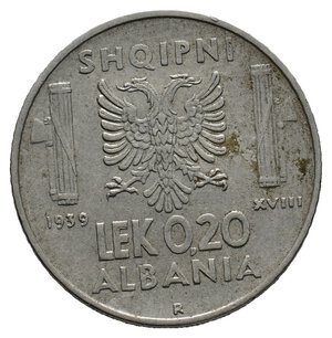 obverse: COLONIA ALBANIA - Vittorio Emanuele III 0,20 Lek 1939 Leggermente Magnetica 