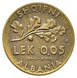 obverse: COLONIA ALBANIA Vittorio Emanuele III 0,05 Lek 1940 SPL 