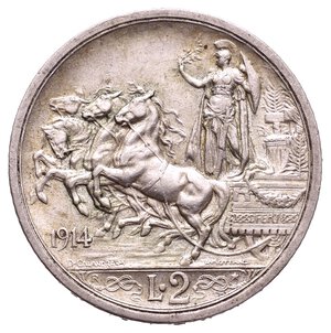 obverse: VITTORIO EMANUELE III - 2 Lire quadriga argento  1914 