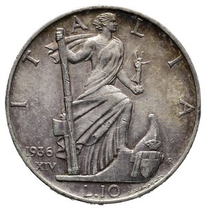 obverse: VITTORIO EMANUELE III - 10 Lire Impero argento 1936 ECCELSA