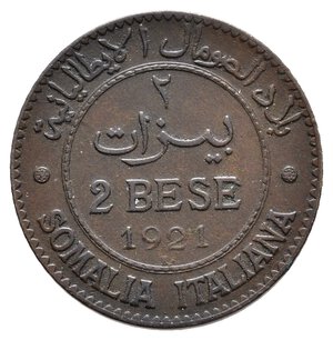obverse: SOMALIA ITALIANA  - Vittorio Emanuele III  2 Bese 1921 