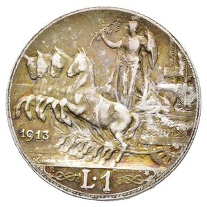 obverse: VITTORIO EMANUELE III - 1 Lira Quadriga argento 1913 