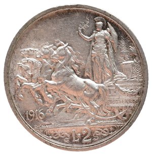 obverse: VITTORIO EMANUELE III - 2 Lire Quadriga argento 1916