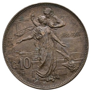 obverse: VITTORIO EMANUELE III - 10 Centesimi Cinquantenario 1911 