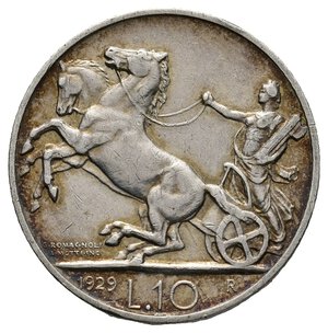 obverse: VITTORIO EMANUELE III  10 Lire Biga argento 1929 2 Rosette 