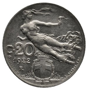 obverse: VITTORIO EMANUELE III - 20 Centesimi Liberta Librata 1922 Alta conservazione 