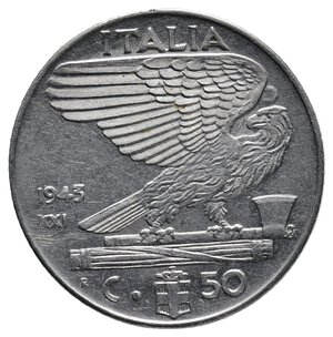 obverse: VITTORIO EMANUELE III  50 Centesimi Impero 1943 RARA 