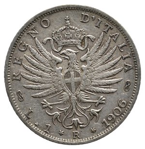 obverse: VITTORIO EMANUELE III 1 Lira Aquila argento 1906