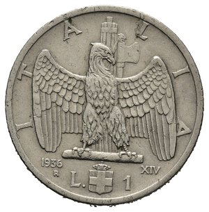 obverse: VITTORIO EMANUELE III 1 Lira Impero 1936 RARA