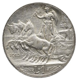 obverse: VITTORIO EMANUELE III 1 Lira Quadriga argento 1913 