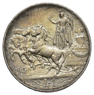 obverse: VITTORIO EMANUELE III 1 Lira Quadriga argento 1915