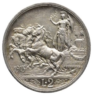 obverse: VITTORIO EMANUELE III 2 Lire Quadriga argento 1915 
