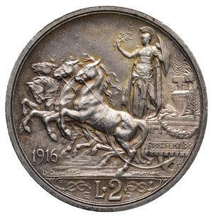 obverse: VITTORIO EMANUELE III 2 Lire Quadriga argento 1916