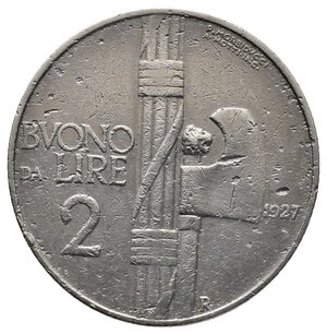 obverse: VITTORIO EMANUELE III Buono 2 lire 1927 RARA