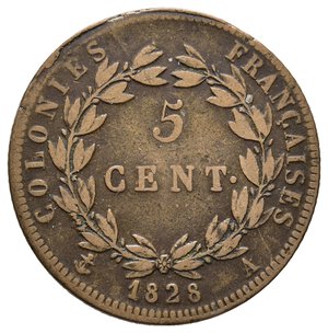 obverse: COLONIE FRANCESI - Charles X - 5 Centimes 1828 