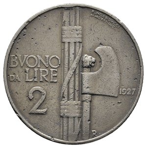 obverse: VITTORIO EMANUELE III Buono 2 lire 1927 RARA