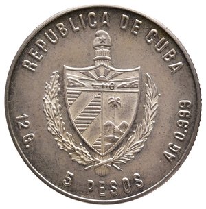 reverse: CUBA 5 Pesos argento Azucar 1981