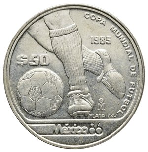obverse: MESSICO - 50 Pesos argento 1985 Calcio Messico 86 
