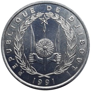reverse: DJIBOUTI 5 Francs 1991 