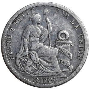 obverse: PERU 1 Dinero argento 1906 
