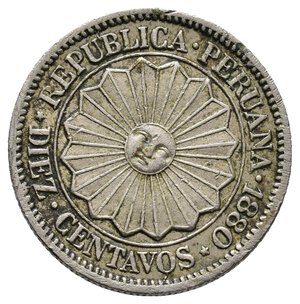 reverse: PERU 10 Centavos 1880 