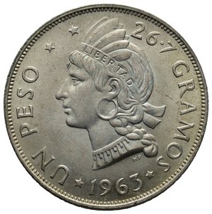 obverse: REPUBBLICA DOMINICANA - 1 Peso argento 1963 