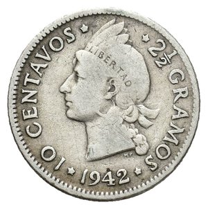 obverse: REPUBBLICA DOMINICANA - 10 Centavos argento 1942