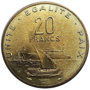obverse: DJIBOUTI 20 Francs 1977 
