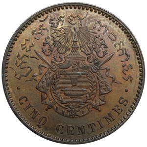 obverse: CAMBOGIA  5 Centimes 1860 FDC ROSSO ECCEZIONALE RARA