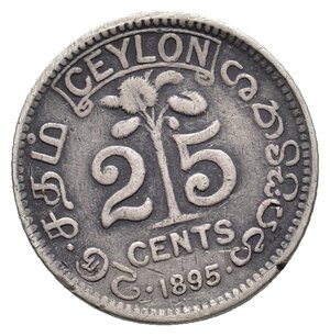 obverse: CEYLON  Victoria queen   25 Cents  argento 1895 