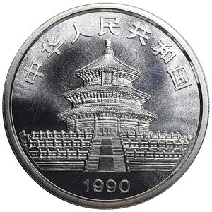 reverse: CINA  10 Yuan PANDA 1990  (1 oncia argento 999)